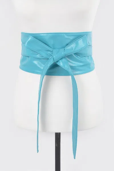 Fashnzfab Tie Front Leather Belt In Metallic