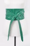 Fashnzfab Tie Front Leather Belt In Metallic
