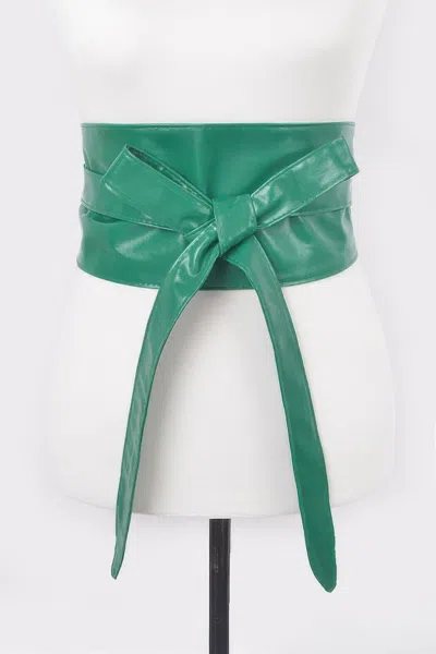 Fashnzfab Tie Front Leather Belt In Metallic