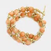 Fashnzfab Tied Natural Stone Bead Strand Wrap Bracelet Peach In Pink