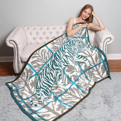 Fashnzfab Tiger Accented Forest Throw Blanket In Animal Print