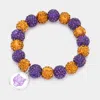 Fashnzfab Tiger Accented Round Charm Shamballa Ball Stretch Bracelet Purple In Purple