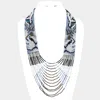 Fashnzfab Tiger Accented Seed Beaded Bib Necklace In Multi