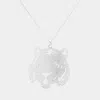 Fashnzfab Tiger Face Filigree Pendant Necklace In Multi