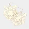 Fashnzfab Tiger Open Metal Dangle Earrings - Worn Gold In Gold