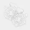 Fashnzfab Tiger Open Metal Dangle Earrings - Worn Silver In Metallic