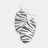 Fashnzfab Tiger Patterned Glittered Hexagon Dangle Earrings - Rhodium In Metallic