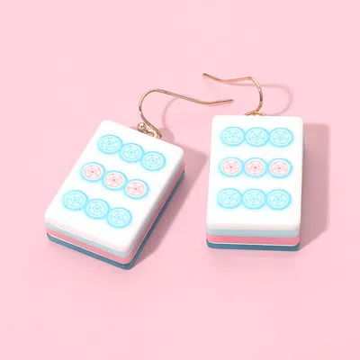 Fashnzfab Tile Drop Earrings In White