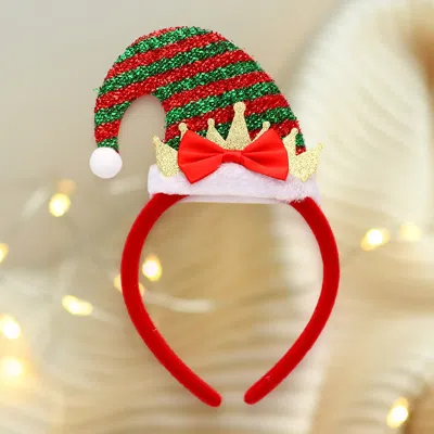 Fashnzfab Tinsel Santa Elf Hat Headband In Red