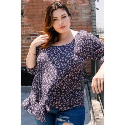 Fashnzfab Tiny Floral Printed Square Neckline Top In Multi