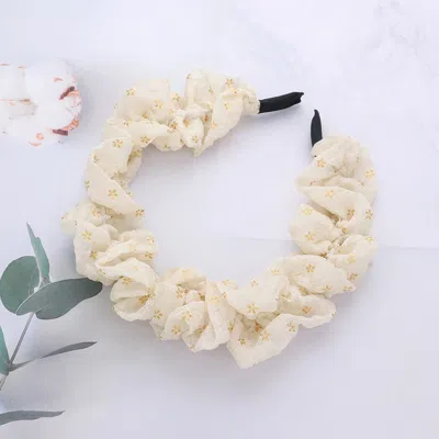 Fashnzfab Tiny Flower Pattern Printed Scrunchie Headband In Sand