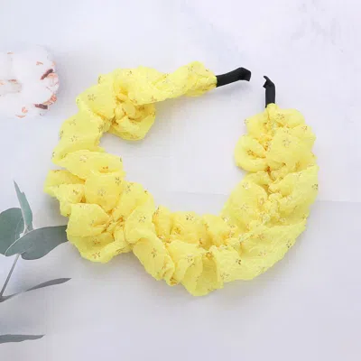 Fashnzfab Tiny Flower Pattern Printed Scrunchie Headband In Yellow
