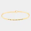 Fashnzfab To Me, You Are Perfect Brass Thin Metal Hook Bracelet Gold In Gold