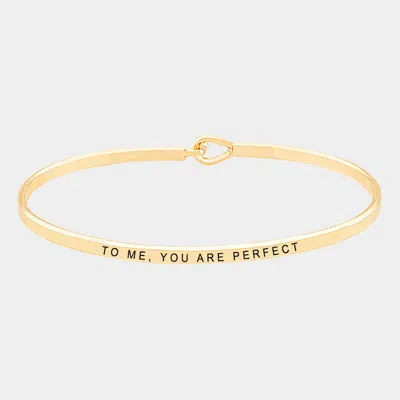Fashnzfab To Me, You Are Perfect Brass Thin Metal Hook Bracelet Gold