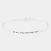 Fashnzfab To Me, You Are Perfect Brass Thin Metal Hook Bracelet Rhodium In Metallic