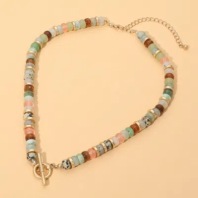 Fashnzfab Toggle Clasp Accent Vintage Bead Necklace In Silver