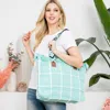 Fashnzfab Top Fringe Pointed Check Patterned Tote Bag In Green