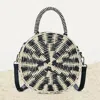 Fashnzfab Top Handle Circle Straw Crossbody Bag In Multi