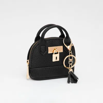 Fashnzfab Top Handle Coin Purse Mini Pouch Bag / Bag Charm In Black