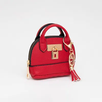 Fashnzfab Top Handle Coin Purse Mini Pouch Bag / Bag Charm In Red