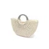 FASHNZFAB TOP HANDLE SEA SHELL FAUX STRAW TOTE BAG