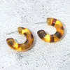Fashnzfab Tortoise Resin Hoop Earrings 1.25" X 1.25" In Gray