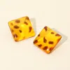 Fashnzfab Tortoise Resin Square Stud Earrings In Brown