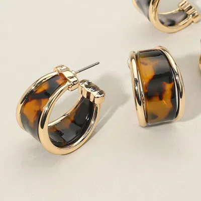 Fashnzfab Tortoiseshell Celluloid Acetate Hoop Earrings - Tortoise In Brown