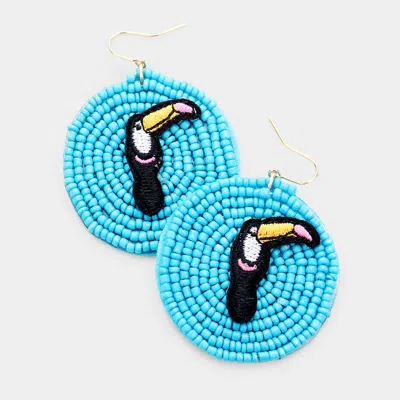 Fashnzfab Toucan Detail Seed Beaded Round Dangle Earrings In Multi