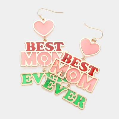 Fashnzfab Translucent Best Mom Ever Message Dangle Earrings In Pink