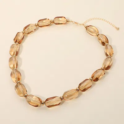 Fashnzfab Translucent Resin Pebble Beaded Statement Necklace - Brown