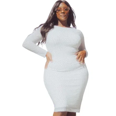Fashnzfab Translucent Silver Rhinestone Plus Midi Dress In Multi