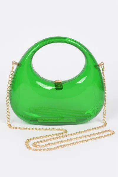 Fashnzfab Transparent Acrylic Clutch In Green