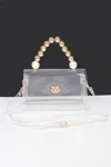 Fashnzfab Transparent Ccb Handle Flap Clutch In Gray