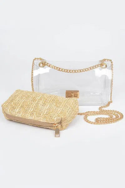 Fashnzfab Transparent Crossbody Bag W/pouch In Sand