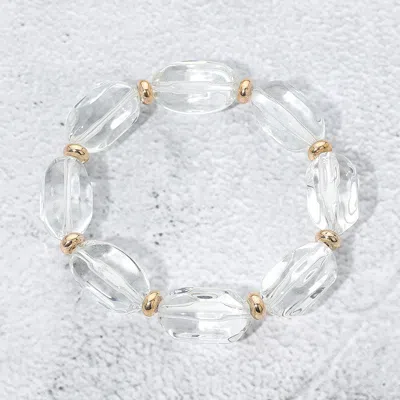 Fashnzfab Transparent Faceted Pebble Beaded Stretch Bracelet - Clear In Multi