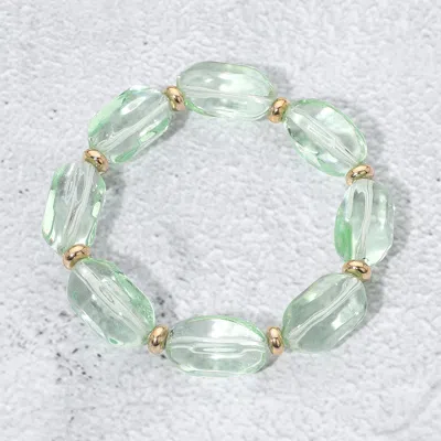 Fashnzfab Transparent Faceted Pebble Beaded Stretch Bracelet - Mint In Green
