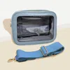 Fashnzfab Transparent Front Pointed Solid Faux Leather Crossbody Bag In Blue