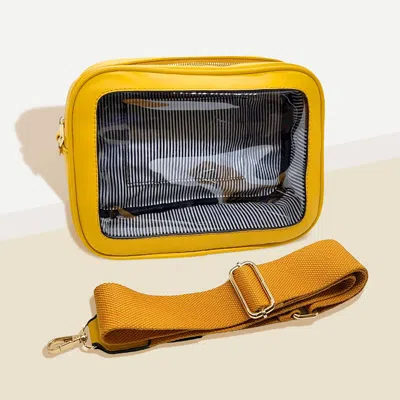 Fashnzfab Transparent Front Pointed Solid Faux Leather Crossbody Bag In Yellow