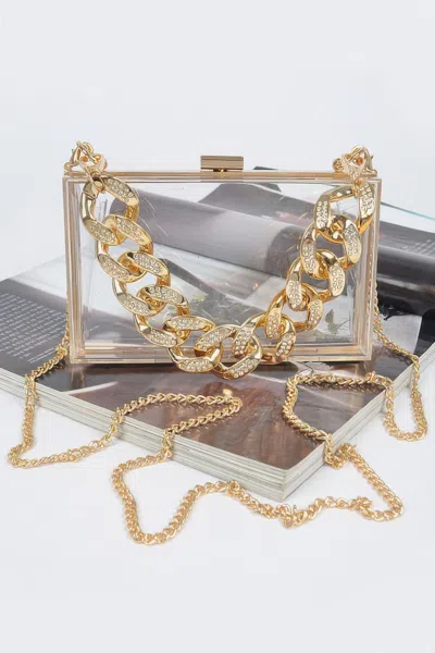Fashnzfab Transparent Hard Case W/stoned Chain In Multi