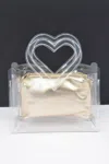 Fashnzfab Transparent Heart Shape Handle Clutch W/pouch In Multi
