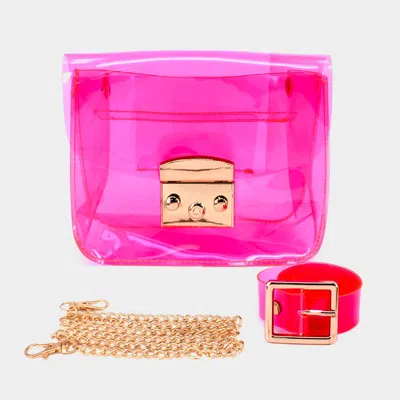 Fashnzfab Transparent Jelly Fanny Pack / Belt / Crossbody Bag In Pink