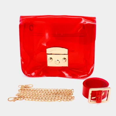 Fashnzfab Transparent Jelly Fanny Pack / Belt / Crossbody Bag In Red