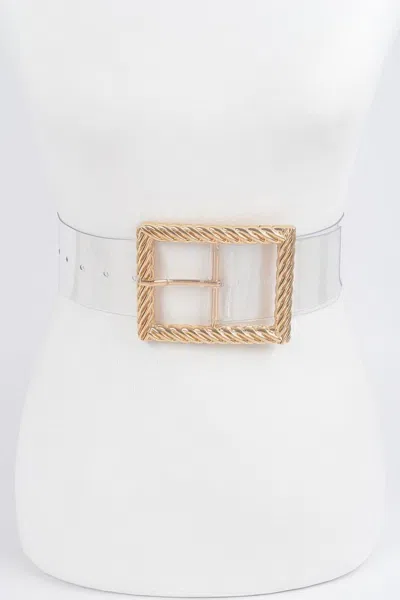 Fashnzfab Transparent Metal Buckle Belt In Gold