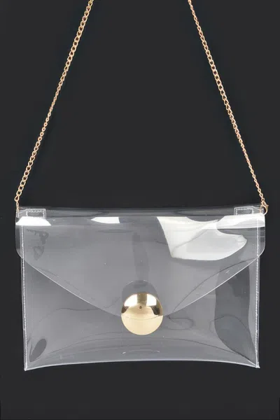 Fashnzfab Transparent Metal Buckle Clutch In Silver