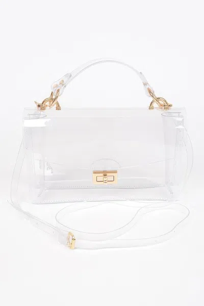 Fashnzfab Transparent Metal Studded Flap Bag In Multi