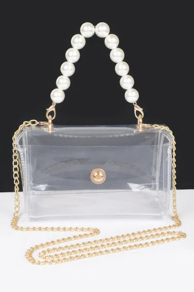 Fashnzfab Transparent Pearl Handle Flap Bag In Multi