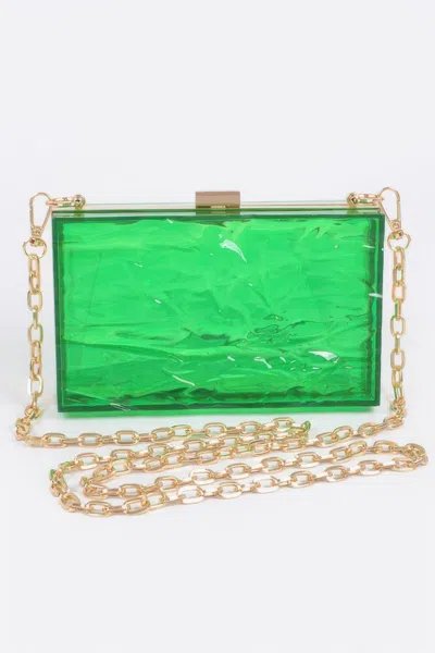 Fashnzfab Transparent Plastic Case Clutch In Green
