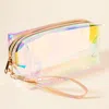 Fashnzfab Transparent Pouch Bag With Wristlet In Multi