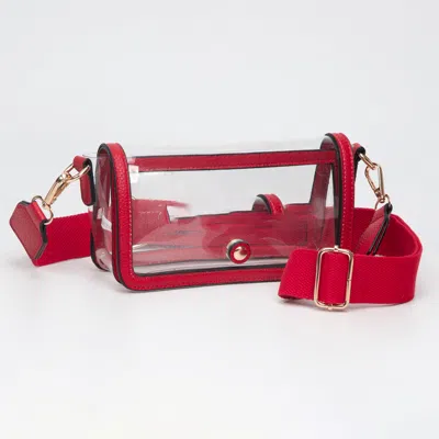 Fashnzfab Transparent Rectangle Flap Crossbody Bag In Red